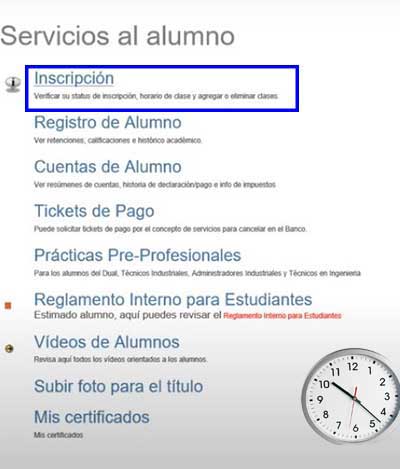 inscripcion en servicios al alumno en sinfo senati para horario de clase