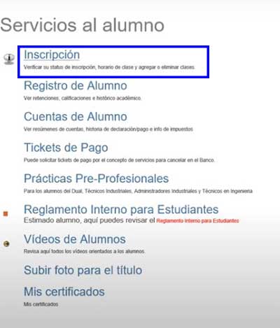 inscripcion en servicios al alumno en sinfo senati para matricula