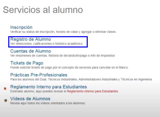 servicios al alumno en sinfo senati